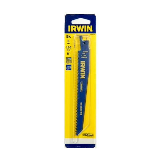 Irwin reciprozaagblad voor hout met spijkers, 656R 150mm 6TPI, 5 stuks - 10504155