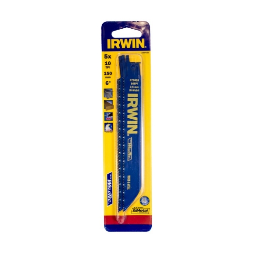 Irwin reciprozaagblad voor hout & metaal, 610R 150mm 10TPI, 5 stuks - 10504151