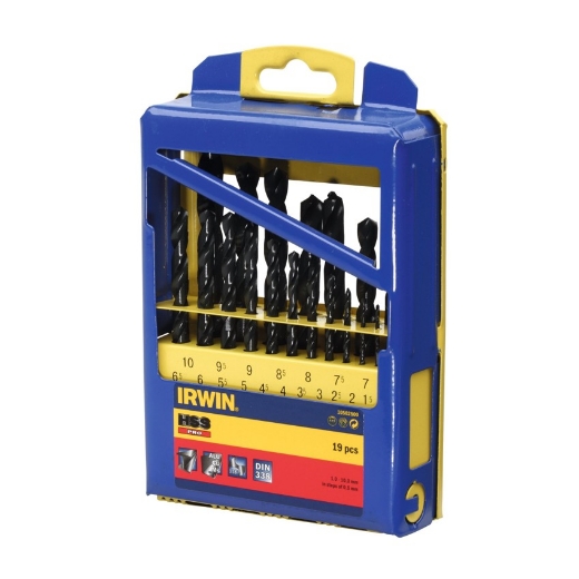 Afbeeldingen van Irwin HSS Pro boorset 19-delig in metalen koffer: 1 - 10mm in stappen van 0.5mm - 10502500