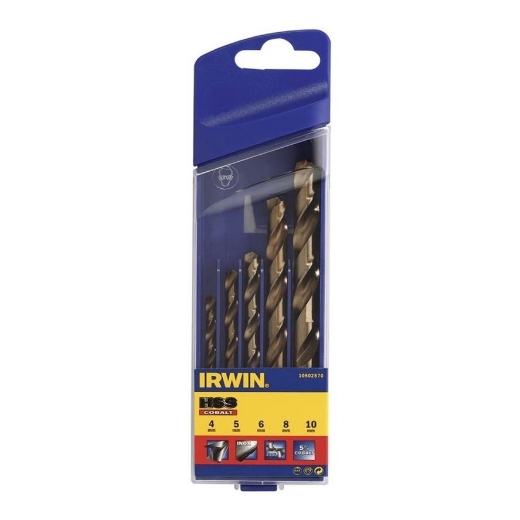 Afbeeldingen van Irwin HSS metaalboor 135° Cobalt, 5-delige set: 4/5/6/8/10mm - 10502570