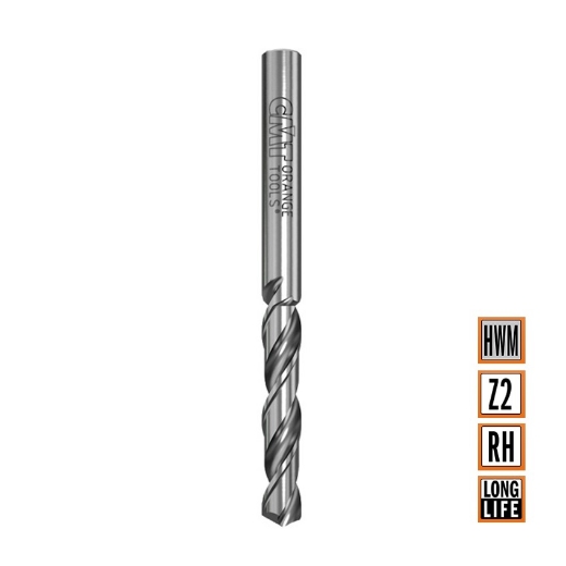 Afbeeldingen van CMT Spiraalboor met V-punt 120° geslepen D=2.5m I=27m LT=55m S=2.5 Z RH HWM - 363.025.11