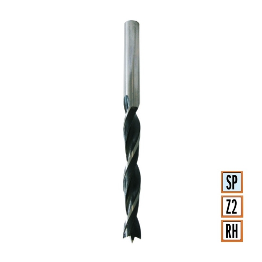 CMT Spiraalboor met enkele spiraal D=9mm I=80mm LT=125mm S=9mm Z2 RH SP - 517.090.31