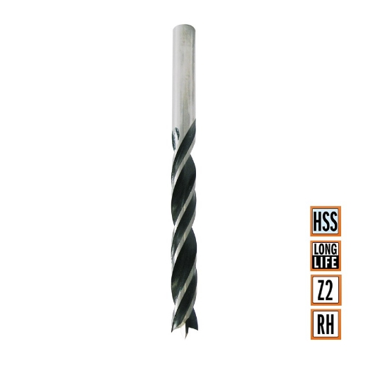 Afbeeldingen van CMT Spiraalboor met dubbele spiraal D=9mm I=80mm LT=123mm S=9mm Z2 RH HSS - 517.090.51