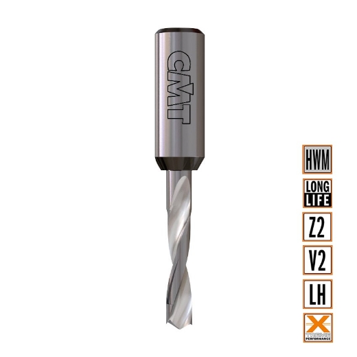 Afbeeldingen van CMT Drevelboor D=6mm I=22mm LT=57.5mm S=10x27mm Z2+V2 LH HWM - 310.060.22