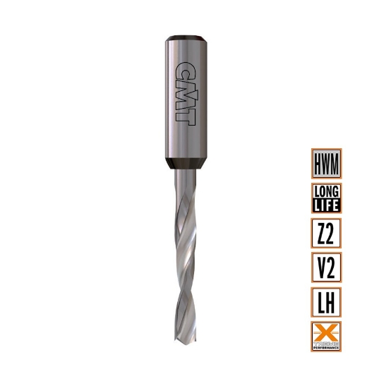 Afbeeldingen van CMT Drevelboor D=2mm I=12mm LT=70mm S=10x38mm Z2+V2 LH HWM - 311.020.22