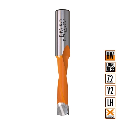 Afbeeldingen van CMT Drevelboor D=8mm I=45mm LT=70mm S=10x19mm Z2+V2 LH HW - 311.580.42