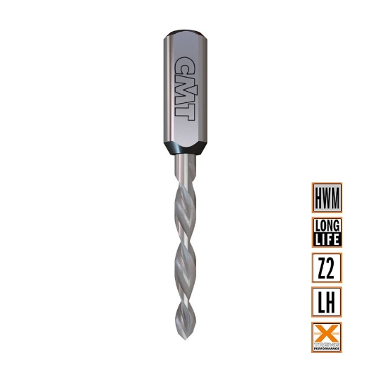 Afbeeldingen van CMT Spitse drevelboor D=10mm I=35mm LT=70mm S=10x27mm Z2 LH HWM - 314.100.22