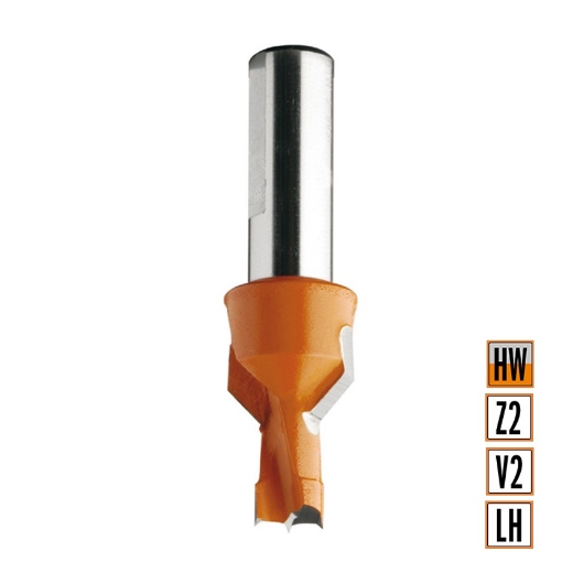 Afbeeldingen van CMT Drevelboor met vaste verzinker D=8mm I=13mm LT=57.5mm S=10x15mm Z2+V2 LH HW - 376.083.12