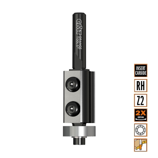 Afbeeldingen van CMT Rechte frees met kopse volglager en wisselbare messen D=16x30mm L=75mm S=8mm Z2 HWM - 657.161.11