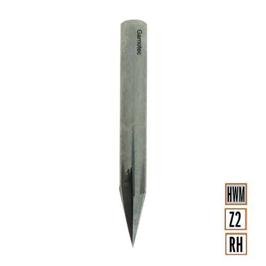 Afbeeldingen van CMT V-groeffrees D=6mm L=50mm A=90° S=6mm Z2 HWM - 758.092.11