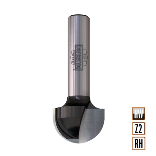 Afbeeldingen van CMT Contractor holprofielfrees D=12.7x12.7mm R=6.35 L=40mm S=8mm Z2 HW - K914-127