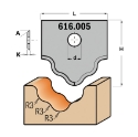 Afbeeldingen van CMT Profielmes voor multiprofielfrees type 5 L=20mm K=2mm MDF materiaal KCR08 / S1920 Profiel Z2 - 616005