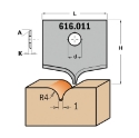 Afbeeldingen van CMT Profielmes voor multiprofielfrees type 11 L=20mm K=2mm MDF materiaal KCR08 / S1920 Profiel Z2 - 616011