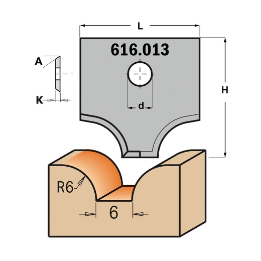 Afbeeldingen van CMT Profielmes voor multiprofielfrees type 13 L=20mm K=2mm MDF materiaal KCR08 / S1920 Profiel Z2 - 616013