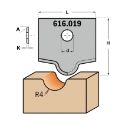 Afbeeldingen van CMT Profielmes voor multiprofielfrees type 19 L=20mm K=2mm MDF materiaal KCR08 / S1920 Profiel Z2 - 616019