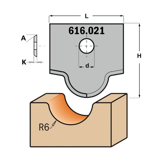 Afbeeldingen van CMT Profielmes voor multiprofielfrees type 21 L=20mm K=2mm MDF materiaal KCR08 / S1920 Profiel Z2 - 616021