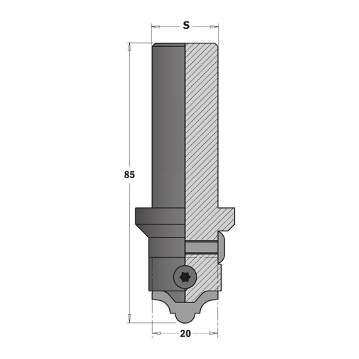 Afbeeldingen van CMT Profielfrees voor profielmessen D=20mm S=20mm L=85mm Z2 HWM - 616200