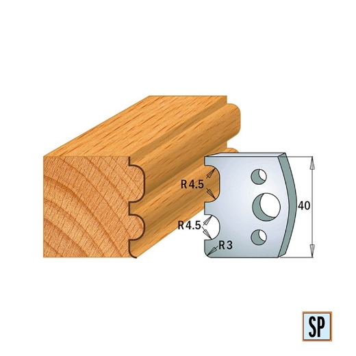 Afbeeldingen van CMT Profielmes voor profielfreeskop voor hard- en zacht hout I=40x4mm, 2 stuks - 690007