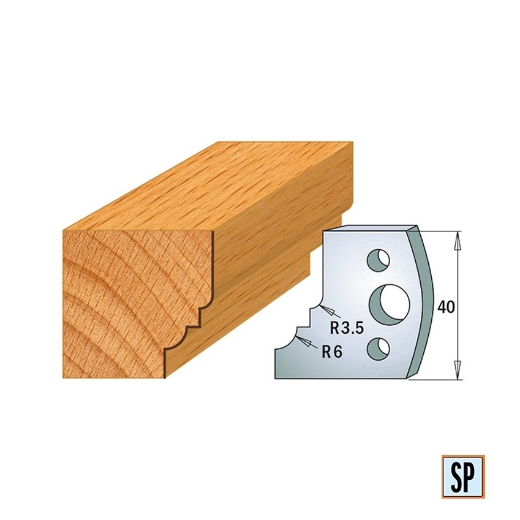 Afbeeldingen van CMT Profielmes voor profielfreeskop voor hard- en zacht hout I=40x4mm, 2 stuks - 690019