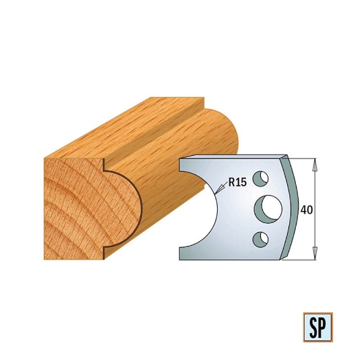 Afbeeldingen van CMT Profielmes voor profielfreeskop voor hard- en zacht hout I=40x4mm, 2 stuks - 690066