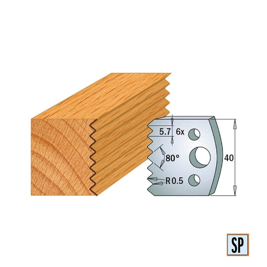 Afbeeldingen van CMT Profielmes voor profielfreeskop voor hard- en zacht hout I=40x4mm, 2 stuks - 690077