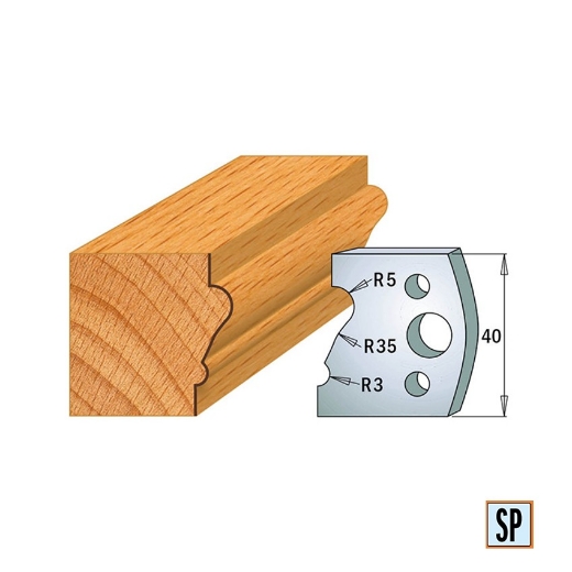Afbeeldingen van CMT Profielmes voor profielfreeskop voor hard- en zacht hout I=40x4mm, 2 stuks - 690081
