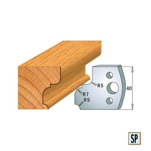 Afbeeldingen van CMT Profielmes voor profielfreeskop voor hard- en zacht hout I=40x4mm, 2 stuks - 690082