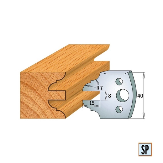 Afbeeldingen van CMT Profielmes voor profielfreeskop voor hard- en zacht hout I=40x4mm, 2 stuks - 690099