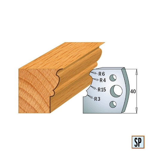Afbeeldingen van CMT Profielmes voor profielfreeskop voor hard- en zacht hout I=40x4mm, 2 stuks - 690101