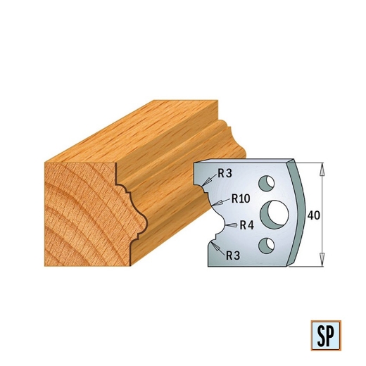 Afbeeldingen van CMT Profielmes voor profielfreeskop voor hard- en zacht hout I=40x4mm, 2 stuks - 690102