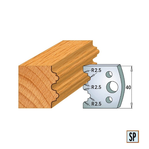 Afbeeldingen van CMT Profielmes voor profielfreeskop voor hard- en zacht hout I=40x4mm, 2 stuks - 690108