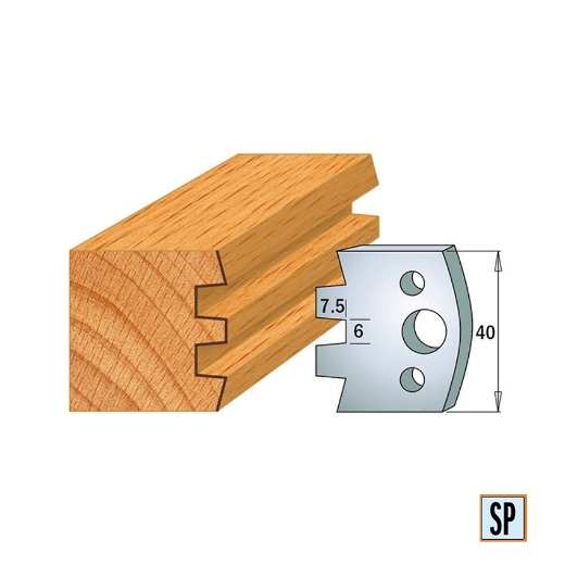 Afbeeldingen van CMT Profielmes voor profielfreeskop voor hard- en zacht hout I=40x4mm, 2 stuks - 690114