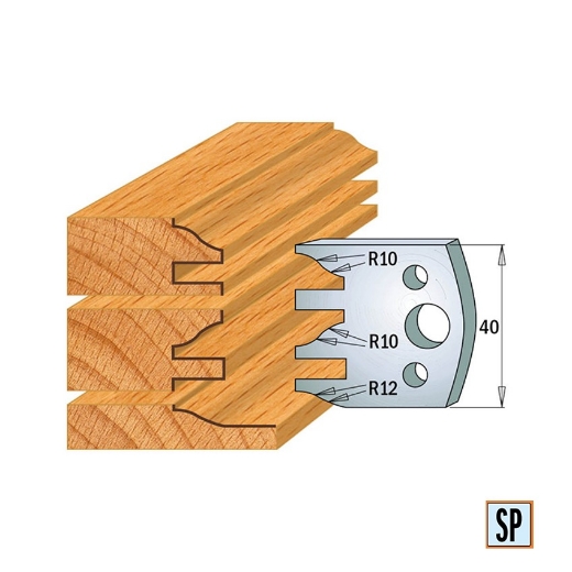 Afbeeldingen van CMT Profielmes voor profielfreeskop voor hard- en zacht hout I=40x4mm, 2 stuks - 690124
