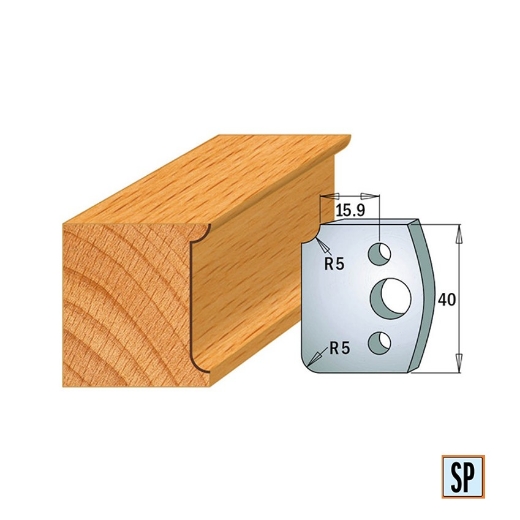 Afbeeldingen van CMT Profielmes voor profielfreeskop voor hard- en zacht hout I=40x4mm, 2 stuks - 690172