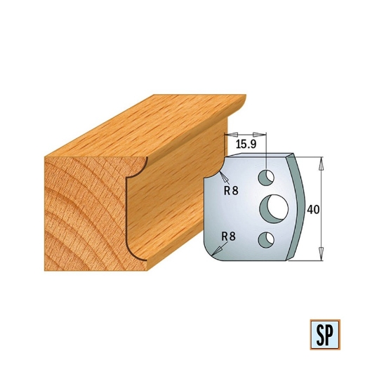 Afbeeldingen van CMT Profielmes voor profielfreeskop voor hard- en zacht hout I=40x4mm, 2 stuks - 690174