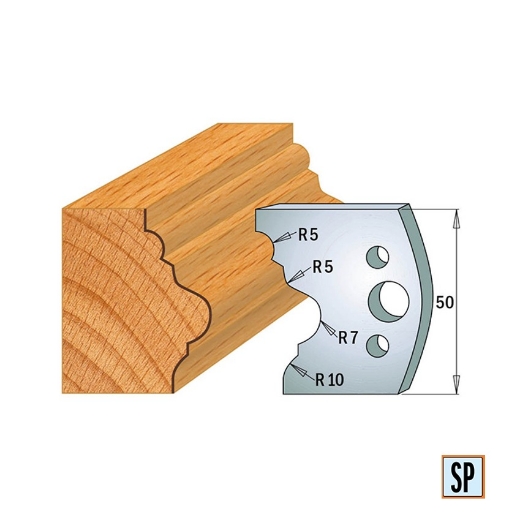 Afbeeldingen van CMT Profielmes voor profielfreeskop voor hard- en zacht hout I=50x4mm, 2 stuks - 690508