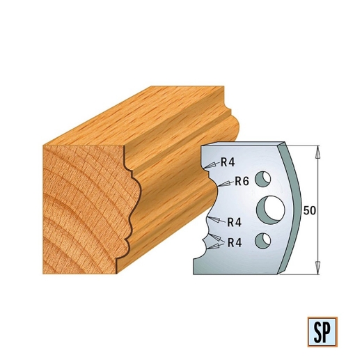 Afbeeldingen van CMT Profielmes voor profielfreeskop voor hard- en zacht hout I=50x4mm, 2 stuks - 690511