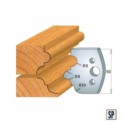 Afbeeldingen van CMT Profielmes voor profielfreeskop voor hard- en zacht hout I=50x4mm, 2 stuks - 690520