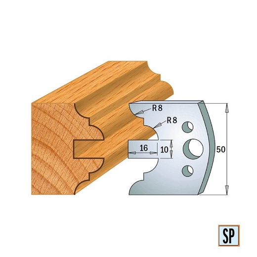Afbeeldingen van CMT Profielmes voor profielfreeskop voor hard- en zacht hout I=50x4mm, 2 stuks - 690522