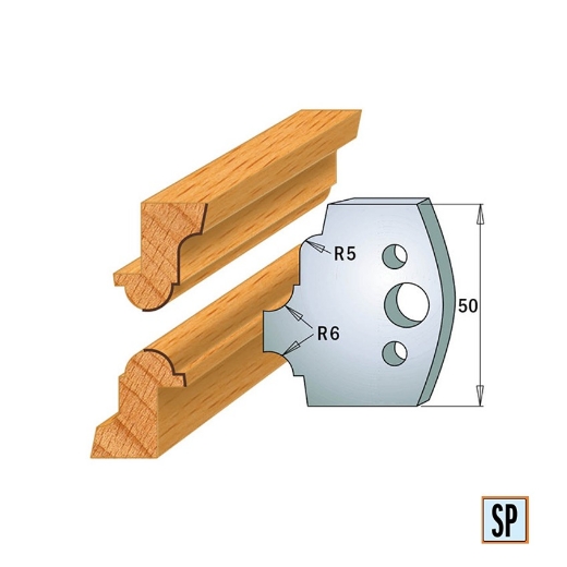 Afbeeldingen van CMT Profielmes voor profielfreeskop voor hard- en zacht hout I=50x4mm, 2 stuks - 690542
