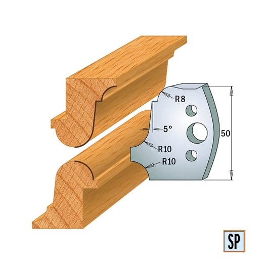 Afbeeldingen van CMT Profielmes voor profielfreeskop voor hard- en zacht hout I=50x4mm, 2 stuks - 690557