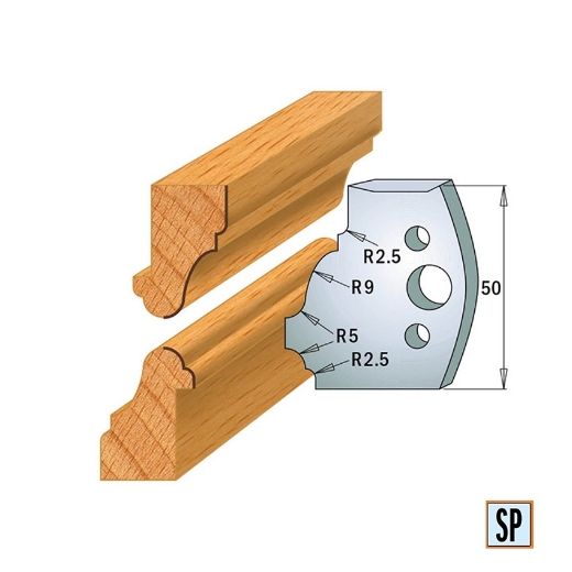 Afbeeldingen van CMT Profielmes voor profielfreeskop voor hard- en zacht hout I=50x4mm, 2 stuks - 690558