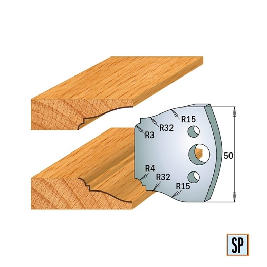 CMT Profielmes voor profielfreeskop voor hard- en zacht hout I=50x4mm, 2 stuks - 690568
