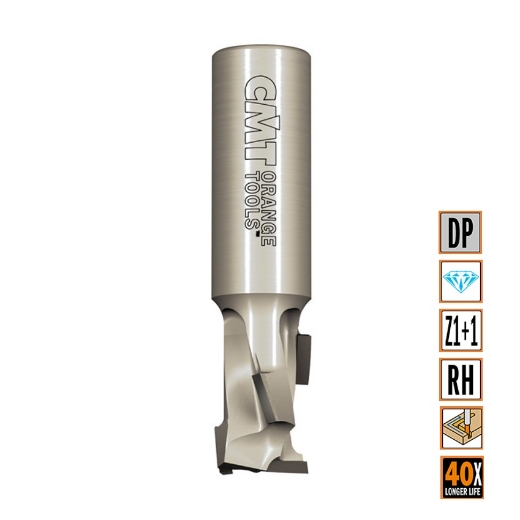 Afbeeldingen van CMT Rechte diamant frees met scherende snij-plaketten D=12mm I=27mm S=12mm L=75mm Z1+1 DP - 140.120.61