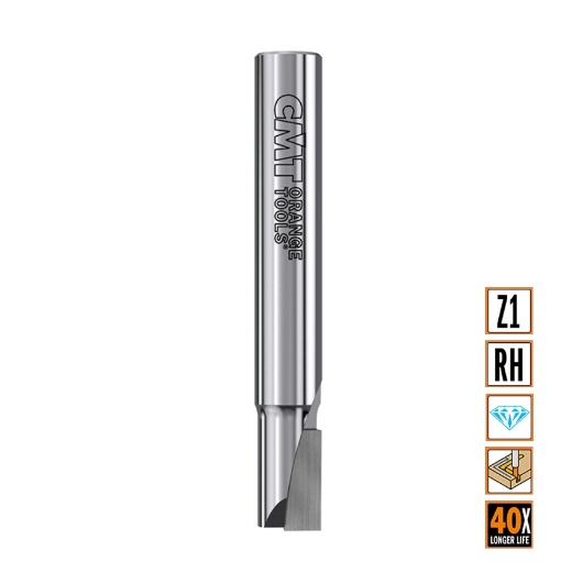 Afbeeldingen van CMT Diamant frees met één negative snij-plakket D=6mm I=10mm S=6mm L=60mm Z=1 NEG DP - 141.260.61