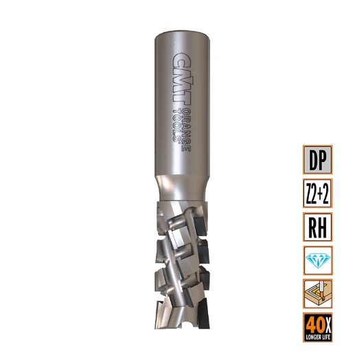 Afbeeldingen van CMT Diamant frees met scherende snij-plaketten 20° D=20mm I=35mm S=20mm L=95mm Z2+2 ( 12 DP+1 HW ) DP - 142.722.61