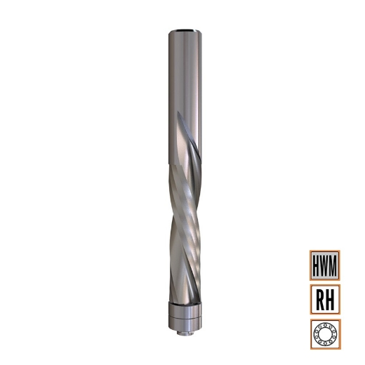 Afbeeldingen van CMT Spiraalfrees positieve & negatieve snijhoek met kogellager D=12.7x47mm L=114mm S=12mm Z2 HWM - 190.127.11B