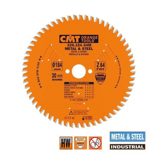 Afbeeldingen van CMT Mega-cirkelzaag voor metaal & sandwich panelen 184x30+(20+16)x2.0mm Z64 HW - 226.184.64M