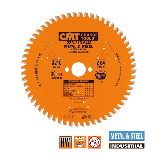 Afbeeldingen van CMT Mega-cirkelzaag voor metaal & sandwich panelen 210x30x2.2mm Z64 HW - 226.210.64M