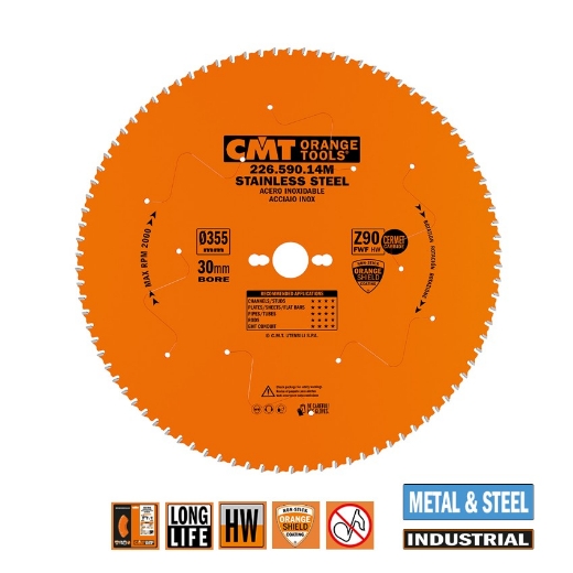 Afbeeldingen van CMT Hard metaal zaagblad voor roestvast staal 355x30x2.2mm Z90 HW - 226.590.14M